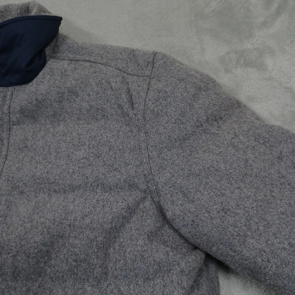 Prana Jacket Mens Large Gray Blue Reversible Full Zip Pockets Wool Blend Outdoor
